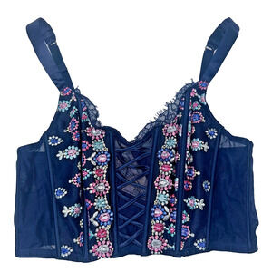 Victoria's Secret Dream Angels Corset Boned Bra Bejeweled Embroidered Large NWT!